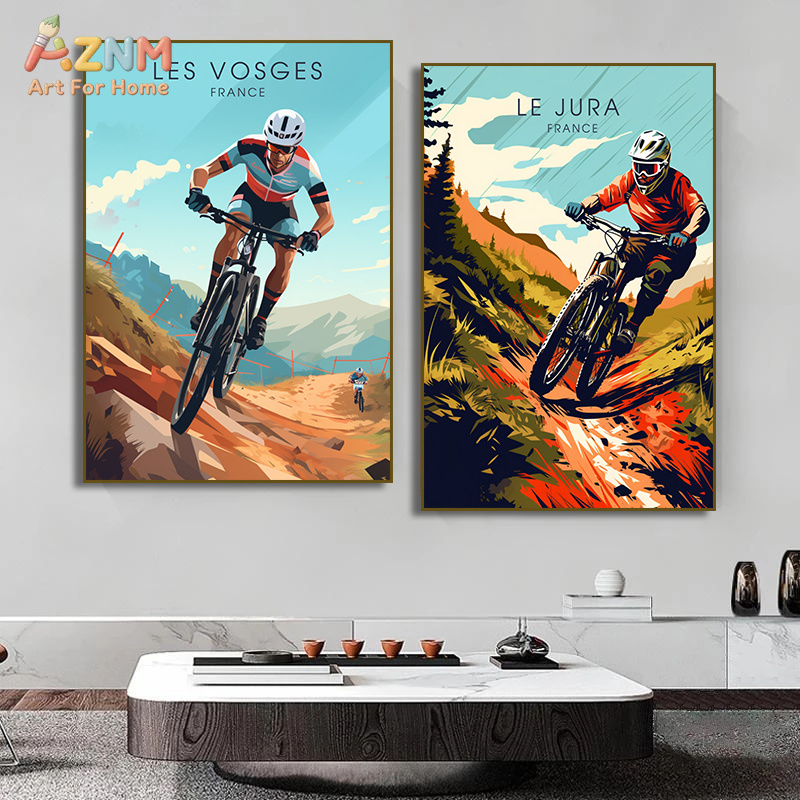 AZNM Seni Dinding Kanvas Seped - Mountain Biking Extreme ulasan dan harga
